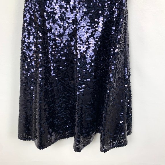 NWT Vince Camuto Sequin Fit & Flare Party V-Neck Mini Cocktail Dress Navy Blue 4 - Picture 7 of 12